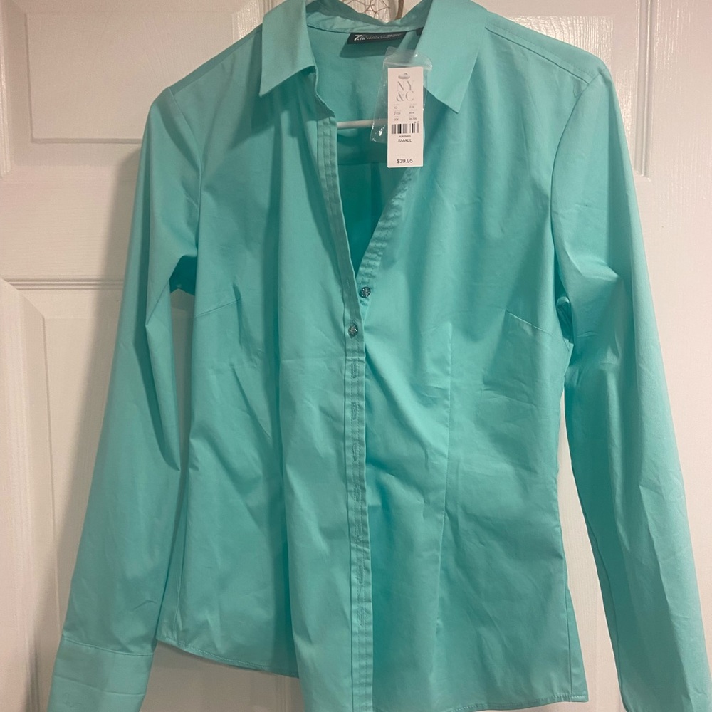 Aqua button down shirt